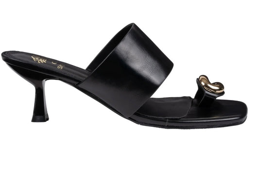 Carmela Black Toe Ring Dress Sandals