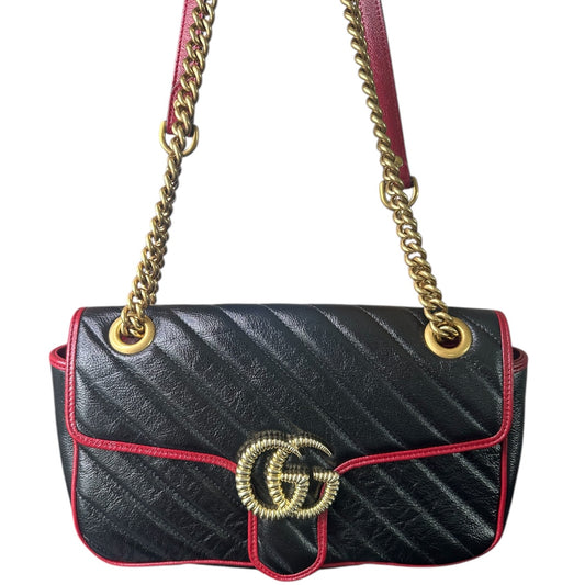 Gucci Black/Red Quilted Marmont Bag