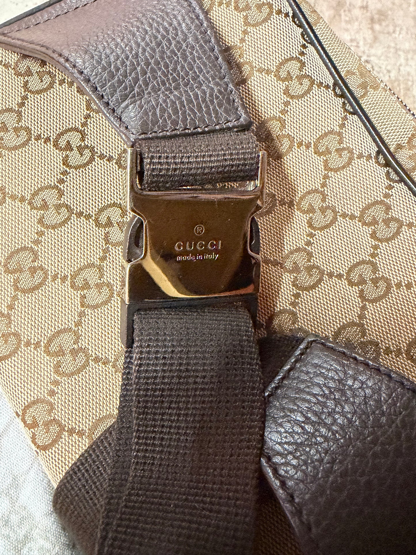Gucci Monogram Belt Bag Dark Brown