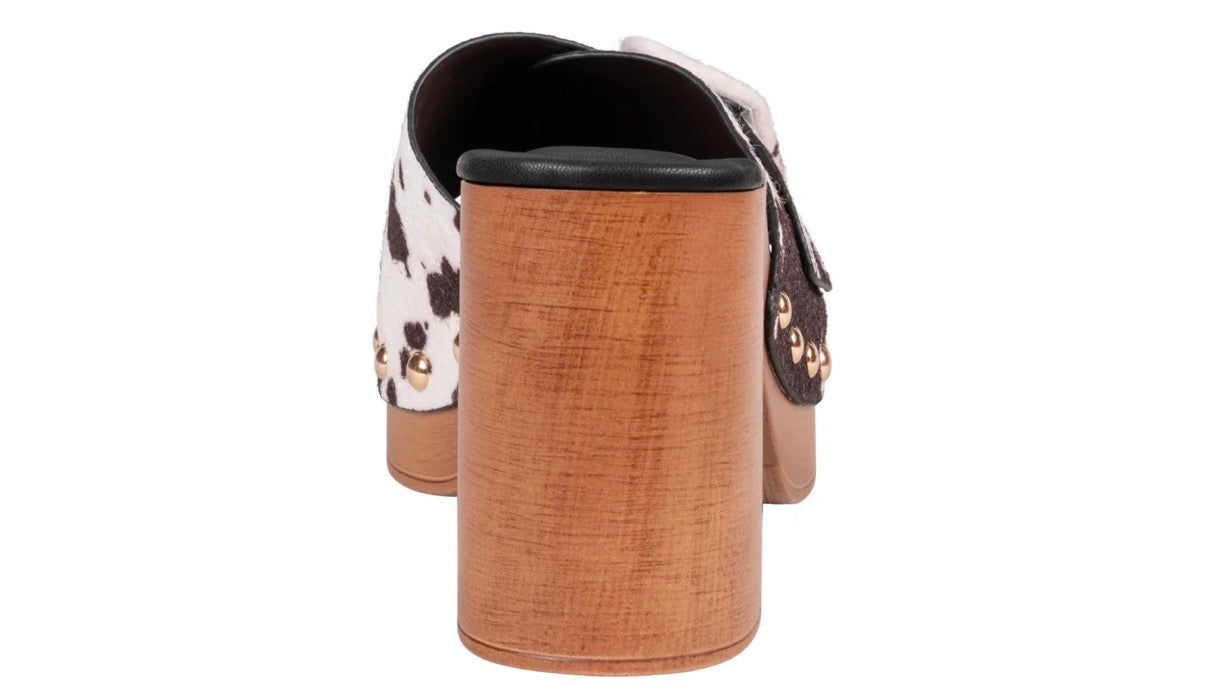 York Cow Print Block Heel Platform Sandals