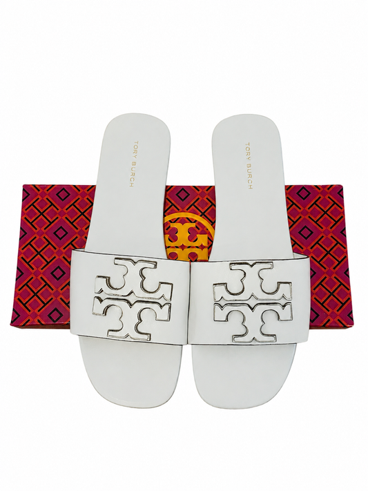 Tory Burch "INES Classic" Goat Leather Slide (Gardenia / White)