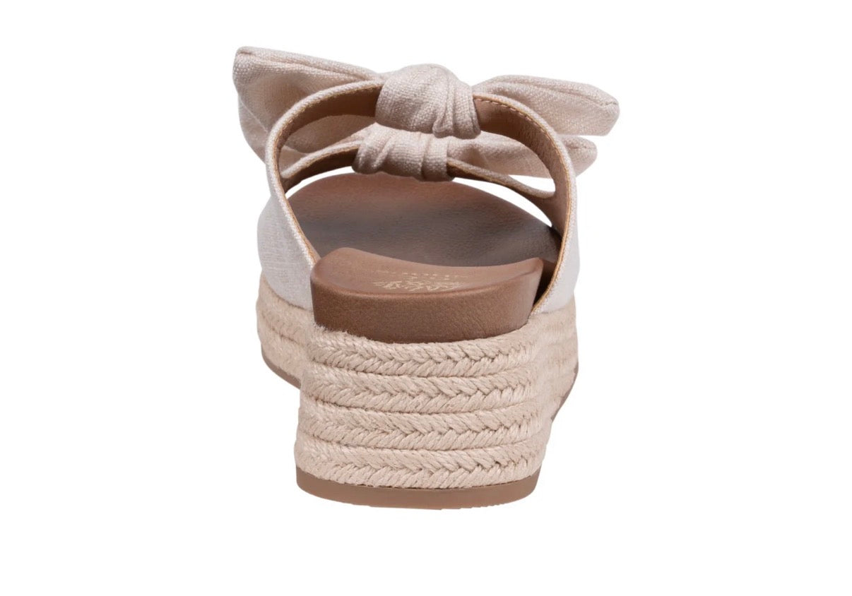 Cosmos Natural Double Bow Espadrille Wedge Sandals