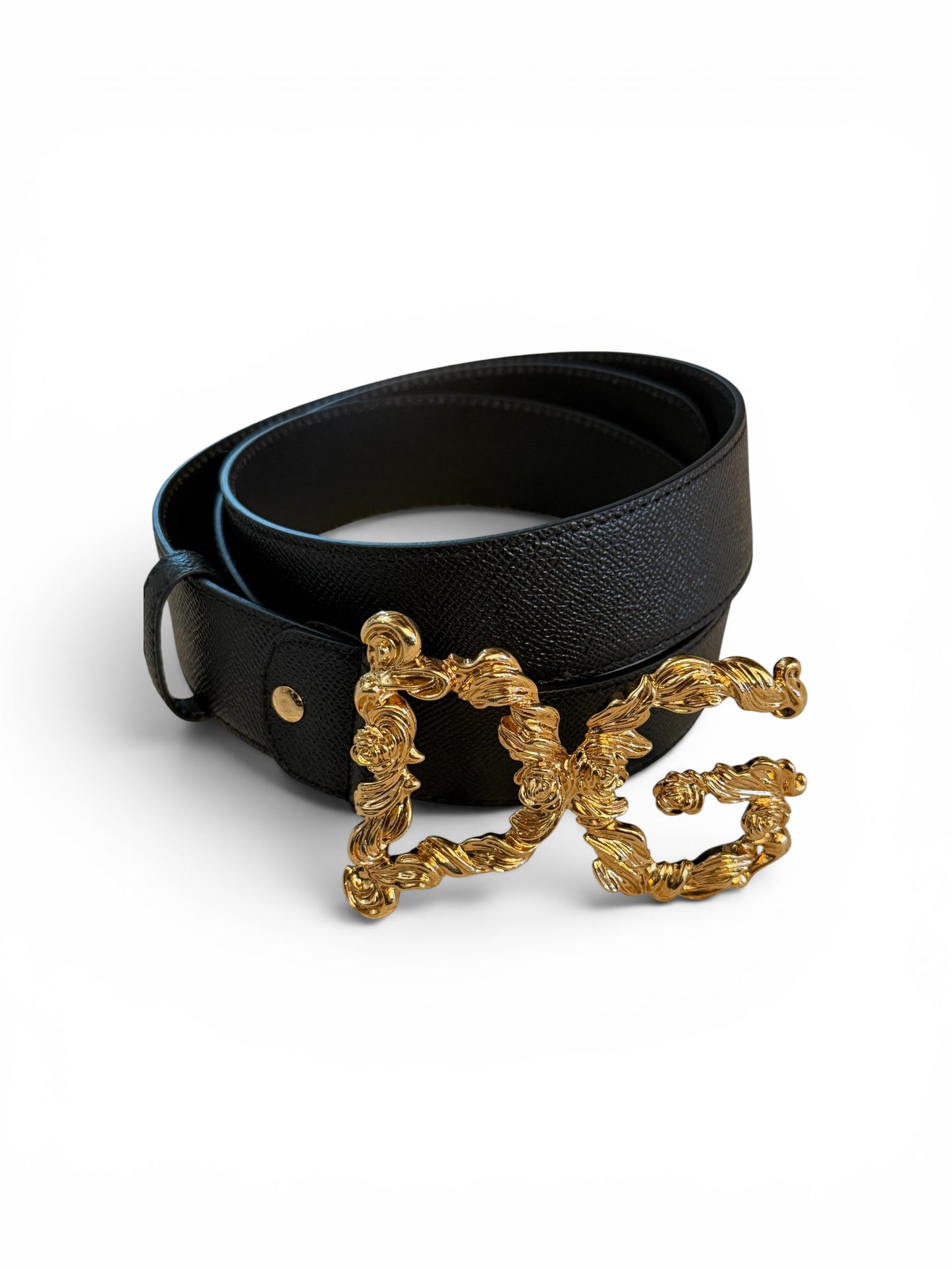 Dolge & Gabanna Belt w/Baroque Logo Buckle
