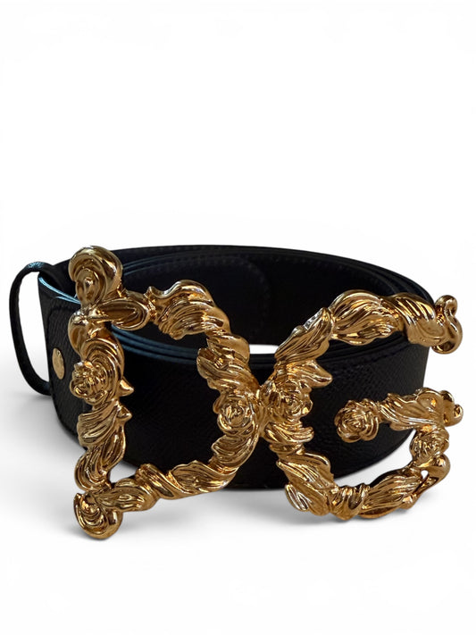 Dolge & Gabanna Belt w/Baroque Logo Buckle