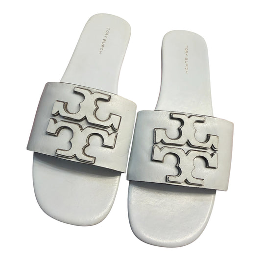 Tory Burch "INES Classic" Goat Leather Slide (Gardenia / White)
