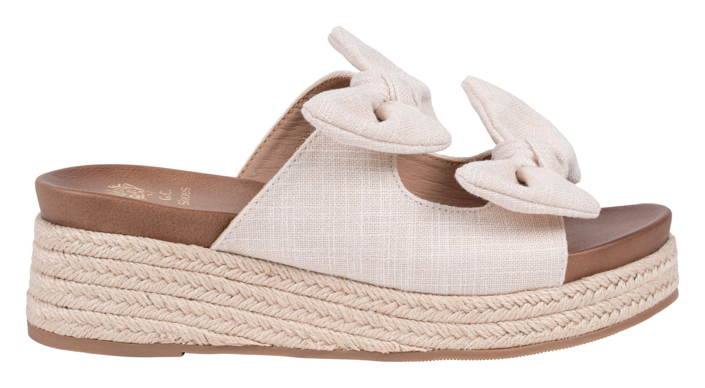 Cosmos Natural Double Bow Espadrille Wedge Sandals