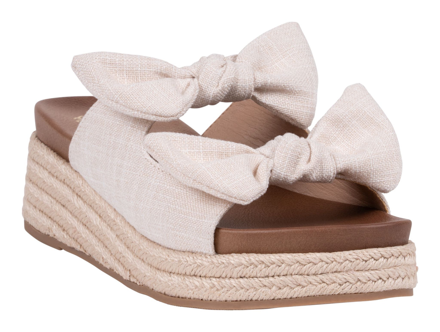 Cosmos Natural Double Bow Espadrille Wedge Sandals